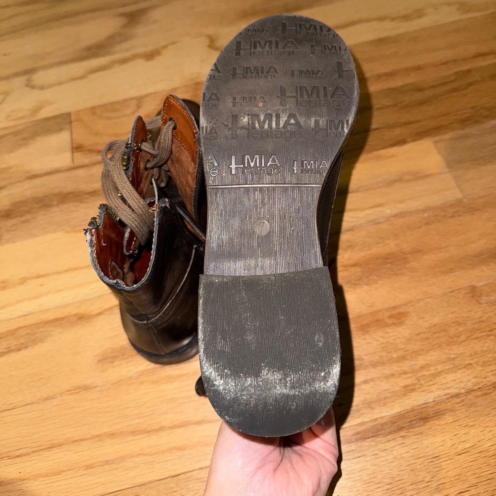 Mia Brown Leather Lace-Up Boots - Picture 6 of 10